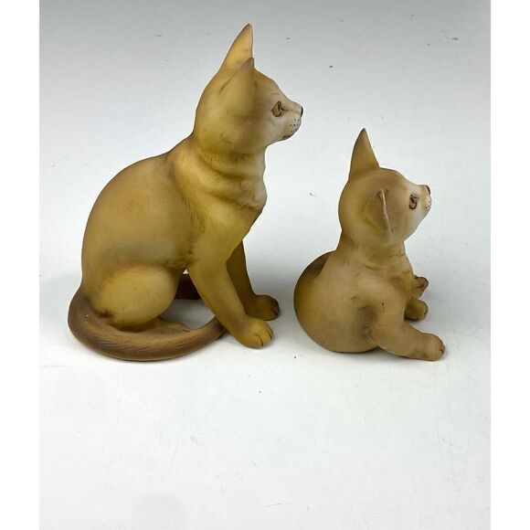 Vintage Fine Grain Porcelain Feline Cat Figurine Tan Set of 2 By Aldon Japan DF1 - Picture 2 of 11